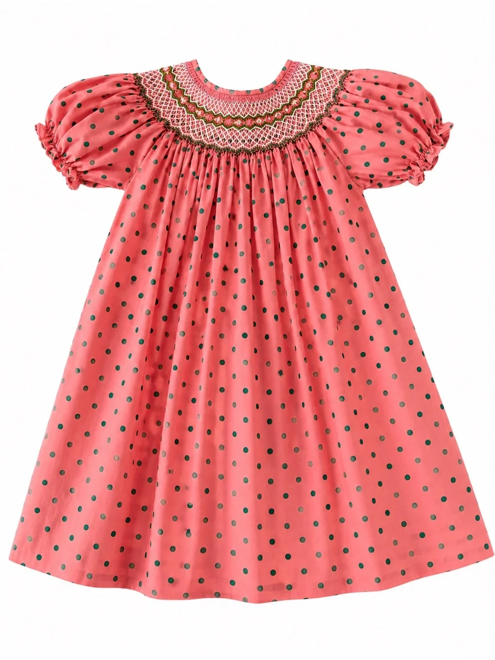 NWOT Rosalina Collection Smocked Coral Polka Dot Kids Dress